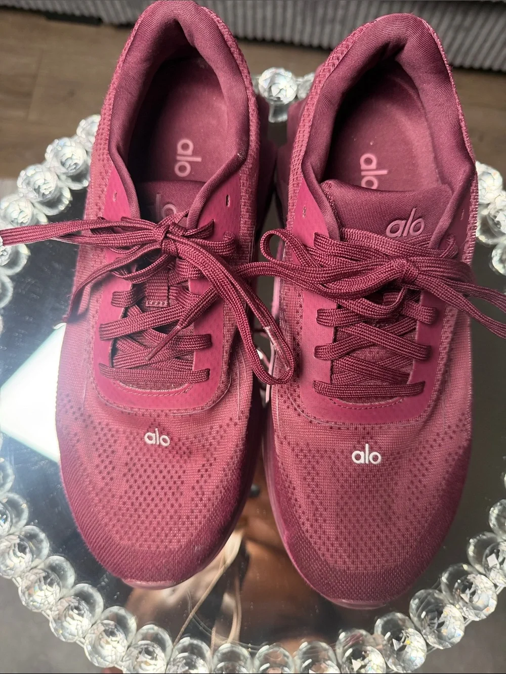 ALO Yoga Women's Lace-Up Athletic Sneakers in Burgundy Wine